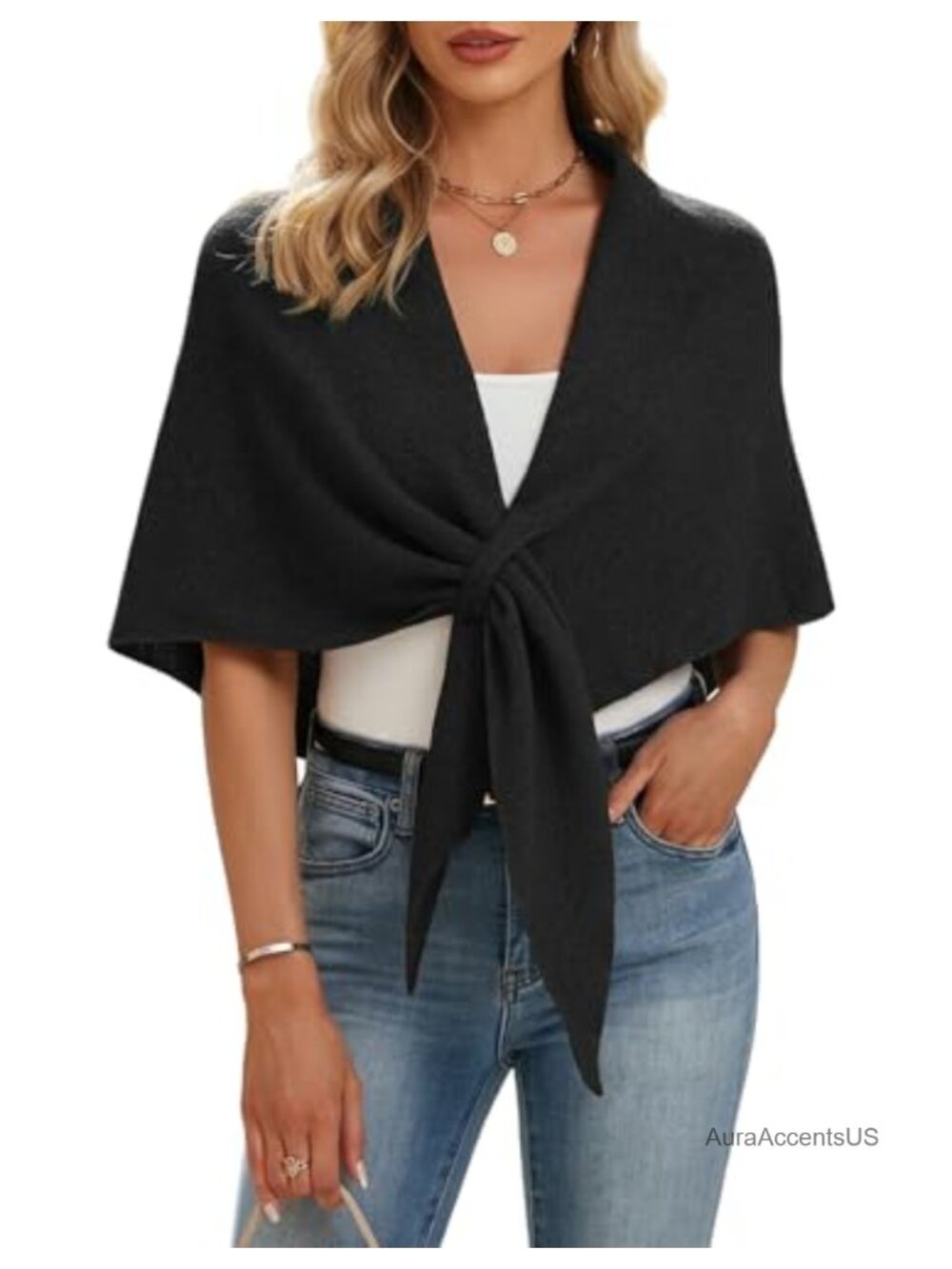 Knit Shawl Wrap Poncho Cardigan Triangle Scarf Cape Pashmina